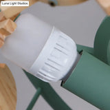 Green Macaron Merry - Go - Round Ceiling Light - Metal And Wood 3 Lights Semi Flush For Dining Room