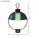 Green Metal Desk Lamp With Glass Shade - Modern Design & Domed Shape