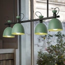 Green Metal Dome Chandelier - Modernist 4-Light Fixture with Adjustable Node Green