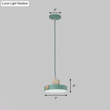 Green Metal Drum Pendant Ceiling Light - Modern 1-Light Fixture For Dining Room