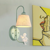 Green Nordic Metal Wall Lamp: 1-Light Angel Sconce With Tapered Shade For Living Room
