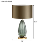 Green Small Desk Lamp - Modernist Fabric With Straight Sided Shade