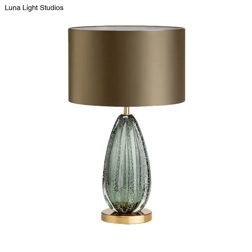 Green Small Desk Lamp - Modernist Fabric With Straight Sided Shade