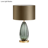 Green Small Desk Lamp - Modernist Fabric With Straight Sided Shade