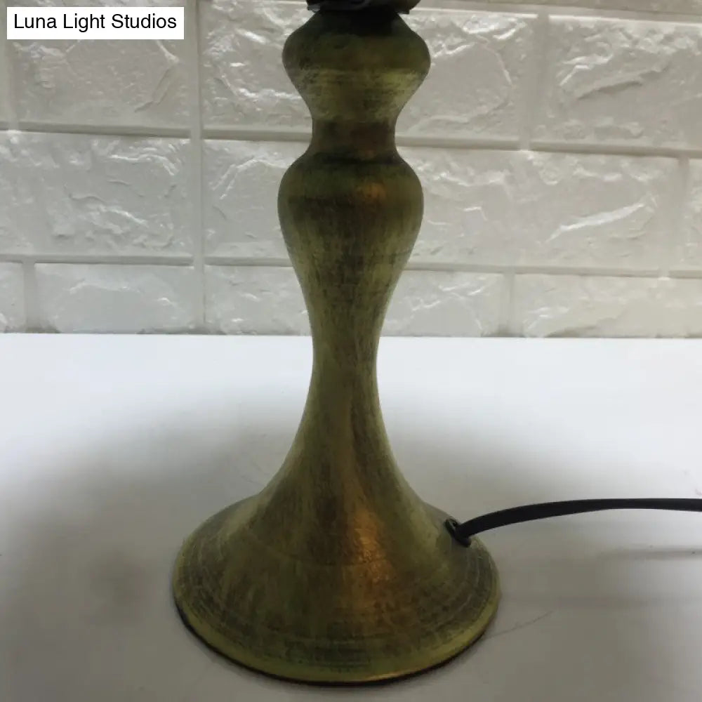 Green Stained Glass Conical Desk Lamp - Tiffany Antique Style | Study Room & Bedside Light 1