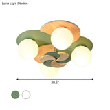 Green/White Nordic Semi - Flush Mount Lighting With 4 Bulbs For Bedroom