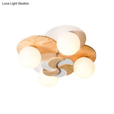 Green/White Nordic Semi - Flush Mount Lighting With 4 Bulbs For Bedroom