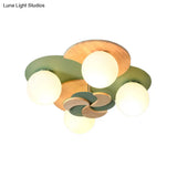 Green/White Nordic Semi - Flush Mount Lighting With 4 Bulbs For Bedroom