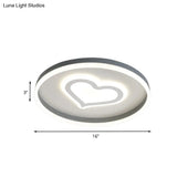 Grey Acrylic Led Ceiling Lamp: Modern Circular Flush Light With Butterfly/Loving Heart Design For