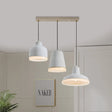Grey Cement Pendant Lamp: Vintage Geometry With Linear/Round Canopy - Set Of 3 Hanging Bulbs /