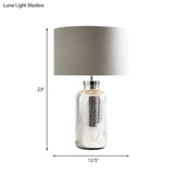 Grey Crackle Bottle Base Round Fabric Night Light: Countryside Table Lighting For Bedroom