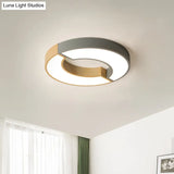 Grey/Green - Wood Double Arch Flushmount Nordic Iron Led Ceiling Mounted Light - 16.5’/20.5’