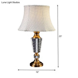 Grey Hand-Cut Crystal 1-Head Nightstand Lamp With Contemporary Tapered Design