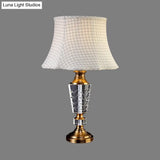 Grey Hand-Cut Crystal 1-Head Nightstand Lamp With Contemporary Tapered Design