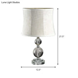 Grey Night Lamp With Crystal Ball Design And Fabric Drum Shade - Simplicity Lighting