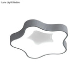 Grey Nordic Star Led Flush Ceiling Light For Bedroom - Warm/White