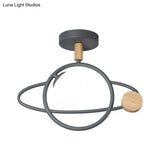 Grey Planet Orbit Semi Flush Metallic Ceiling Mounted Fixture - Contemporary Design