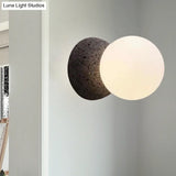 Grey Spherical Wall Sconce With Opal Glass Shade - Minimalist 1-Bulb Lighting Fixture