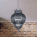 Grey Traditional Gourd Pendant Lamp - 1 Head Metal Ceiling Light