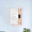Grey Wall Sconce With Rectangle Marble Shade - 2 Lights Bedside Mounted Lamp