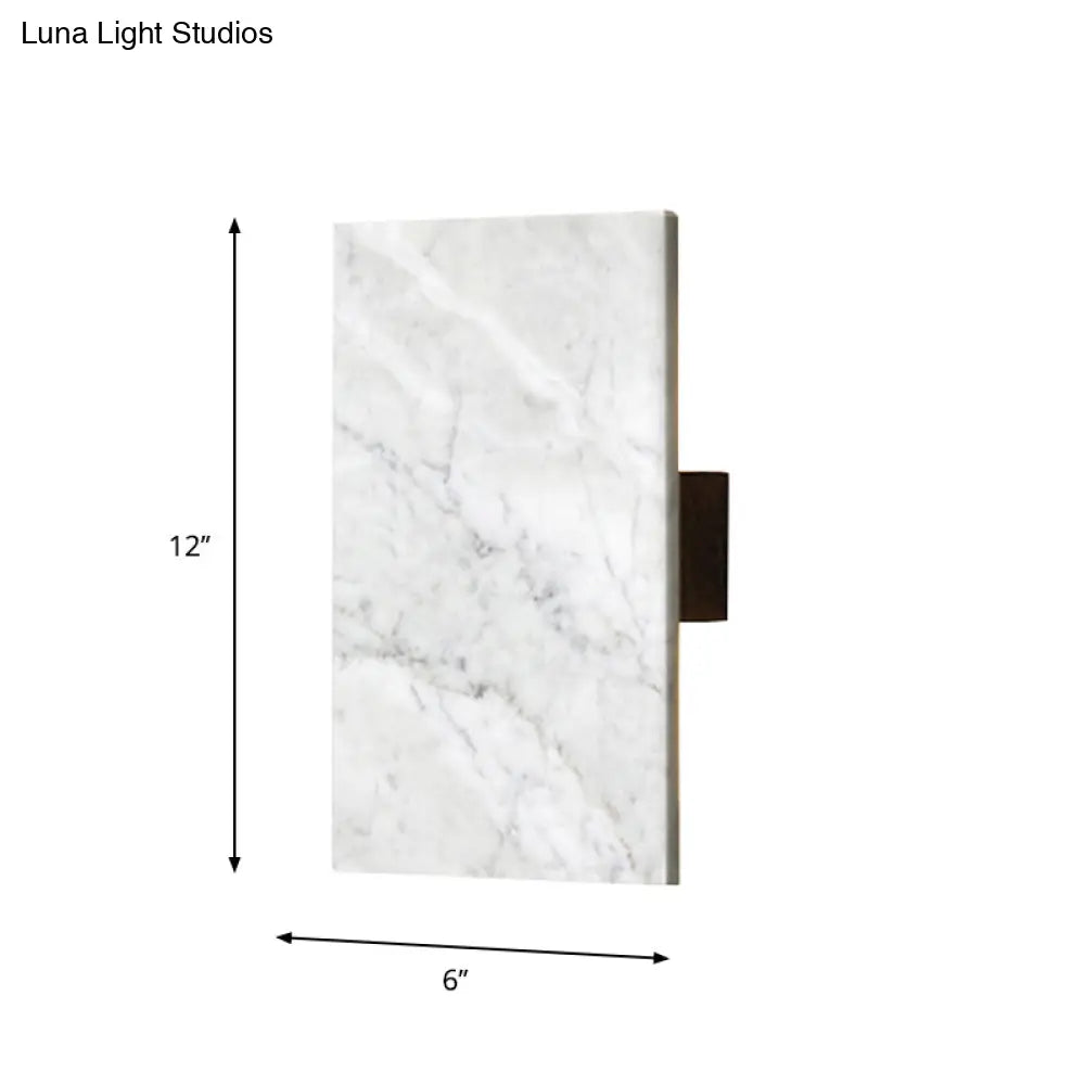 Grey Wall Sconce With Rectangle Marble Shade - 2 Lights Bedside Mounted Lamp