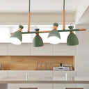 Grey/White/Green Bell Island Lamp - Nordic 4-Light Iron Pendant With Rotatable Design And Wood
