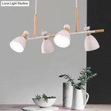 Grey/White/Green Bell Island Lamp - Nordic 4-Light Iron Pendant With Rotatable Design And Wood