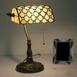 Gridded Glass Antique Nightstand Lamp With Pull Chain - Half Cylinder Table Lighting 1-Light Beige