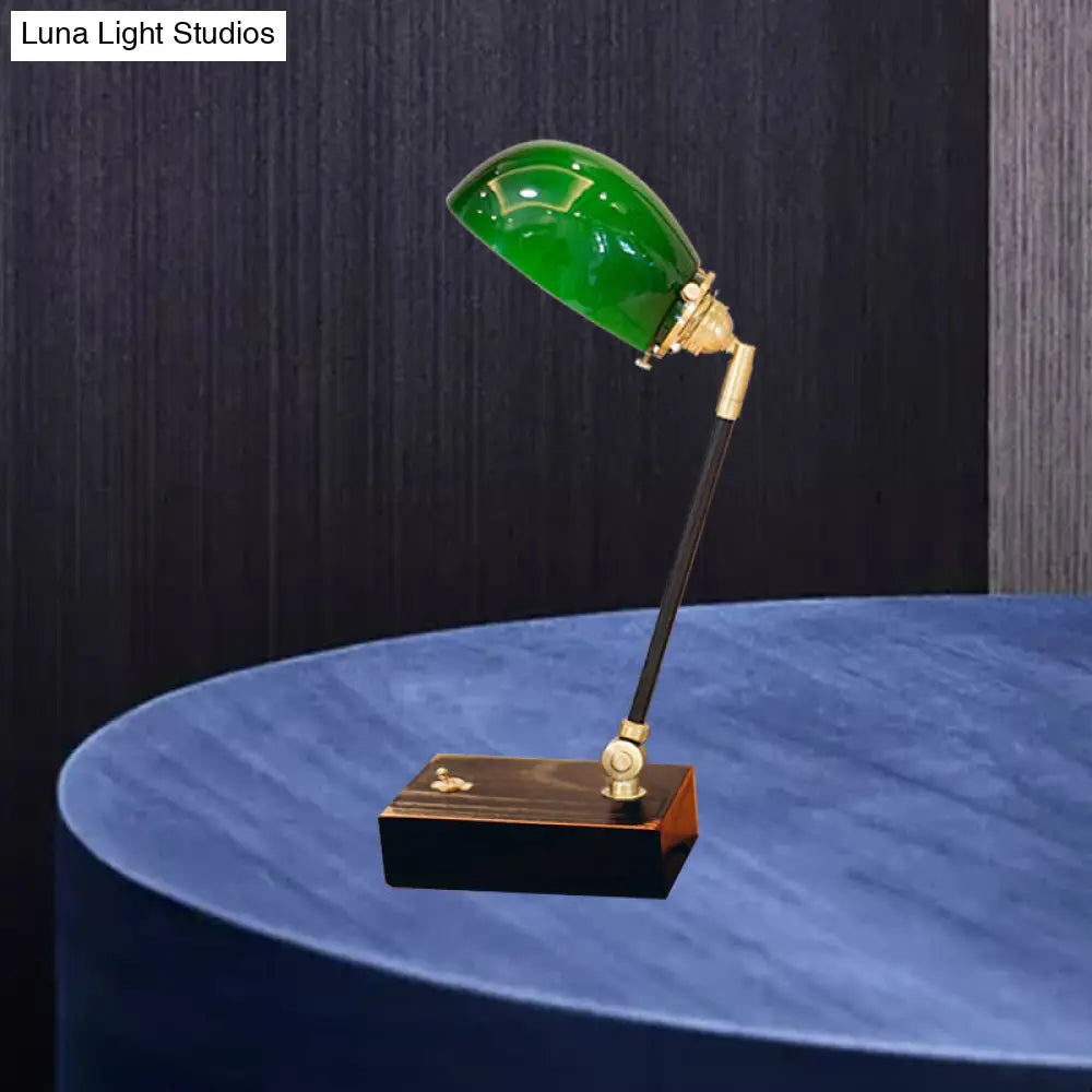 Haedus - Vintage-Style Green Glass Reading Lamp With Retro Design Perfect For