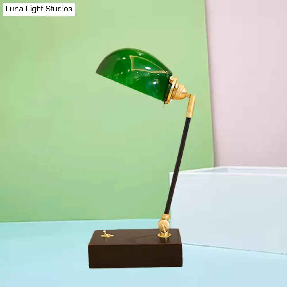 Haedus - Vintage-Style Green Glass Reading Lamp With Retro Design Perfect For