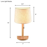 Half Barrel Desk Lamp - Asian Style Single Light Wood Reading Book With Pull Chain