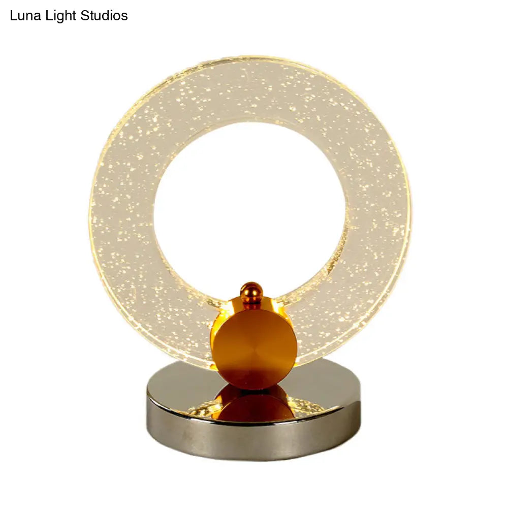 Halo Crystal Desk Lamp - Minimalist Clear Seeded Design For Living Room