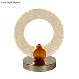 Halo Crystal Desk Lamp - Minimalist Clear Seeded Design For Living Room