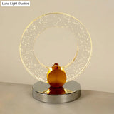 Halo Crystal Desk Lamp - Minimalist Clear Seeded Design For Living Room