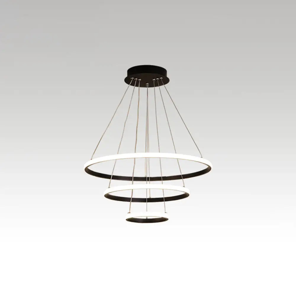 Halo Hanging Acrylic Led Chandelier Pendant Light - Minimalist & Elegant For Restaurants Black /