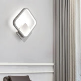 Halo Led Wall Sconce Lighting - Minimalistic Acrylic Light In White For Living Room / Square Plate