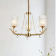 Hand-Blown Textured Glass Chandelier - 3/6/8-Light Postmodern Brass Cylinder Dining Room Ceiling