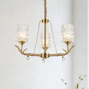 Hand-Blown Textured Glass Chandelier - 3/6/8-Light Postmodern Brass Cylinder Dining Room Ceiling