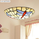 Hand - Crafted Sky Blue Dragonfly Tiffany Glass Ceiling Flush Mount Light