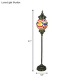 Hand-Crafted Vintage Glass Floor Lamp In Red/Blue/Green Sphere Stand