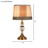 Hand-Cut Crystal Nightstand Lamp: Modern Urn-Shaped Task Lighting In Brown