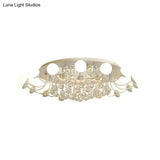 Hand-Cut Crystal Sphere Ceiling Light With Modern Design: 10/12-Head Black/White Mounting For