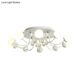 Hand-Cut Crystal Sphere Ceiling Light With Modern Design: 10/12-Head Black/White Mounting For