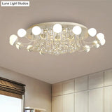 Hand-Cut Crystal Sphere Ceiling Light With Modern Design: 10/12-Head Black/White Mounting For