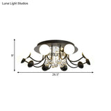Hand-Cut Crystal Sphere Ceiling Light With Modern Design: 10/12-Head Black/White Mounting For