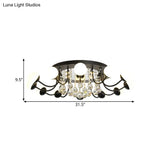 Hand-Cut Crystal Sphere Ceiling Light With Modern Design: 10/12-Head Black/White Mounting For