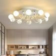 Hand-Cut Crystal Sphere Ceiling Light With Modern Design: 10/12-Head Black/White Mounting For