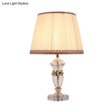 Hand-Cut Crystal Urn-Shaped Task Lighting: Modernist 1-Bulb Reading Light (Blue/Beige)