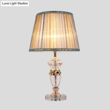 Hand-Cut Crystal Urn-Shaped Task Lighting: Modernist 1-Bulb Reading Light (Blue/Beige)