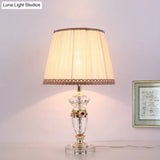 Hand-Cut Crystal Urn-Shaped Task Lighting: Modernist 1-Bulb Reading Light (Blue/Beige)